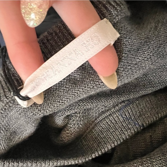 JOHANNA HO Wool Blend Gray Knit Top With Detachable Hood Sweater NWT Size 38 P - Picture 9 of 16